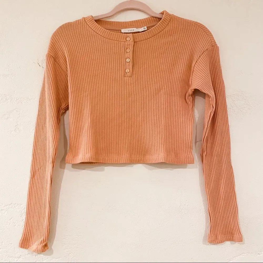 Lush Cropped Ribbed Sweater in Cafe Crème XS